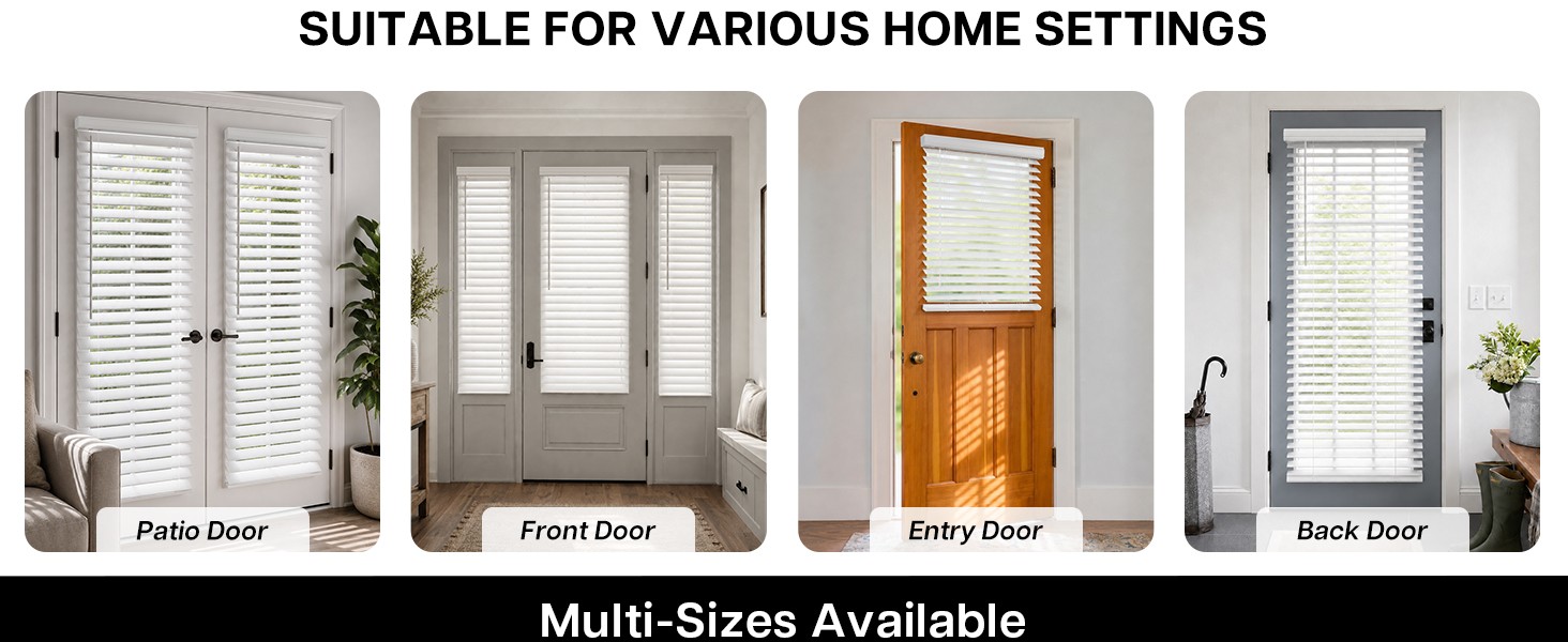 2″ Faux Wood Blinds for Doors, Cordless French Door Blinds for , Light Filtering
