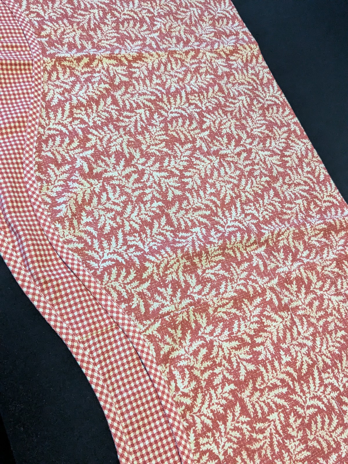 Waverly Red Fernwood & Gingham Check Valance Scalloped Edge 15.5×76″ #3