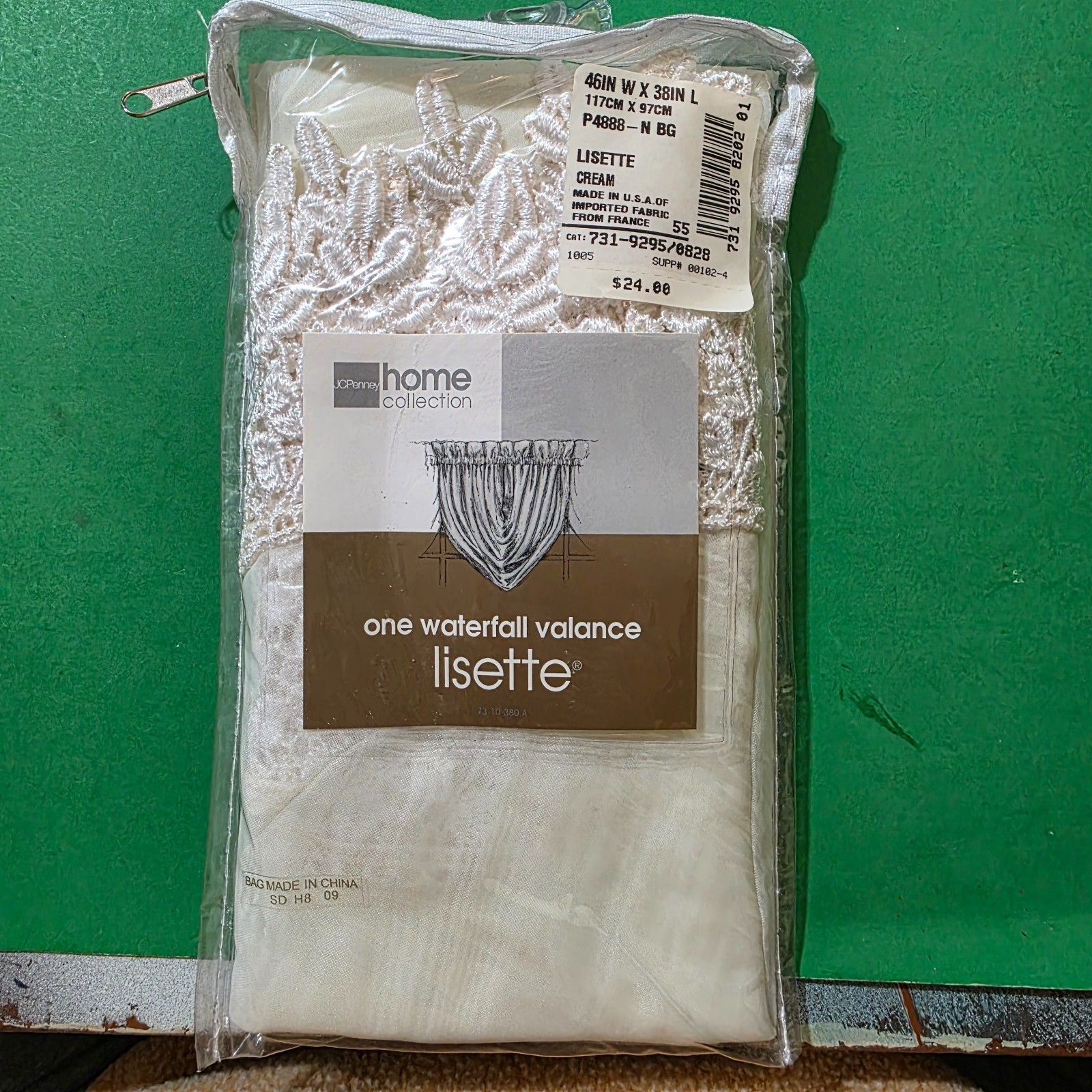 JCPenney Lisette Macrame Waterfall Valance 46″ x 38″ Cream New in Original Pkg
