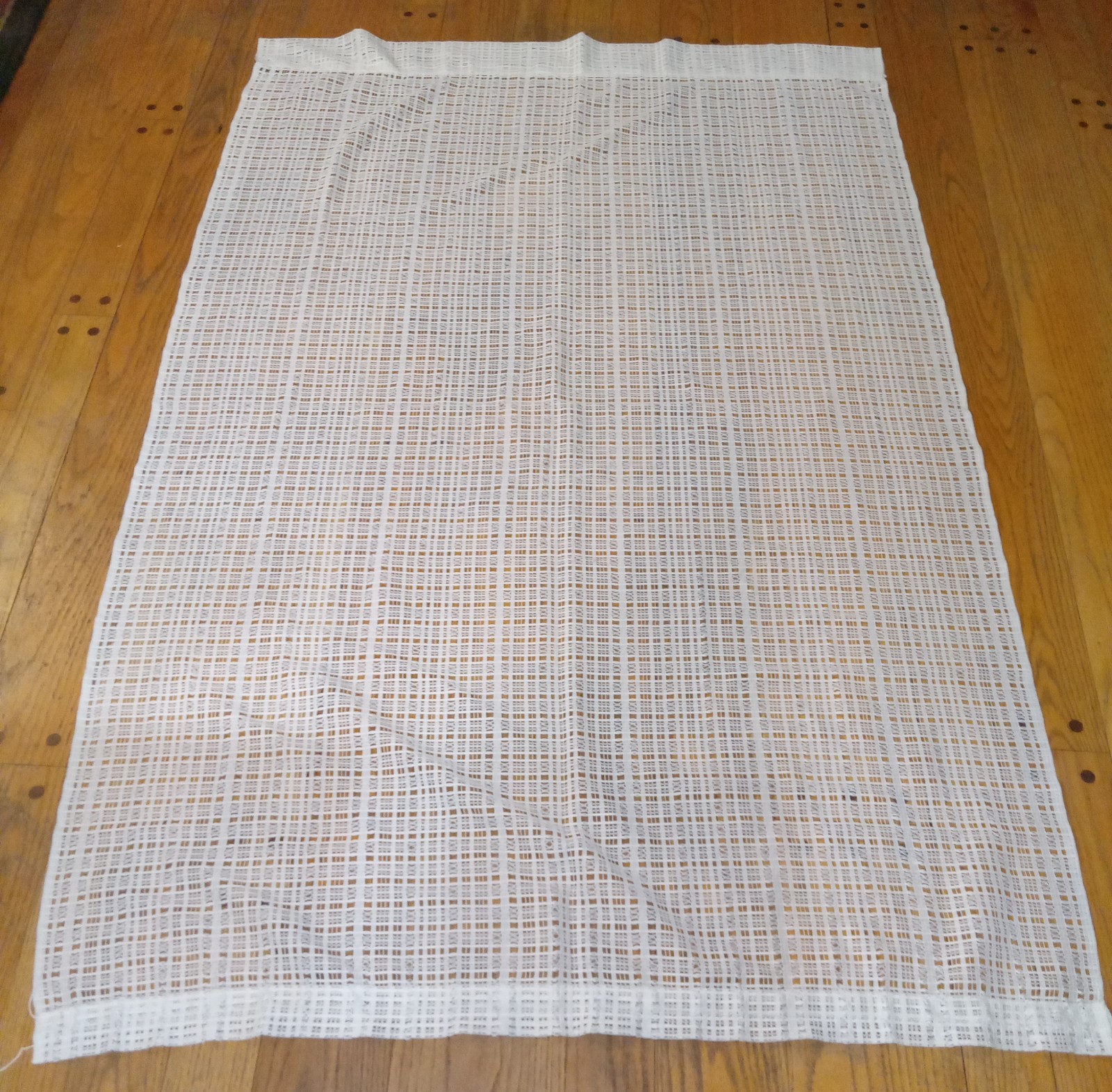 Vintage Off White Sheer Open Weave Pattern Polyester Single Curtain Panel 50×80
