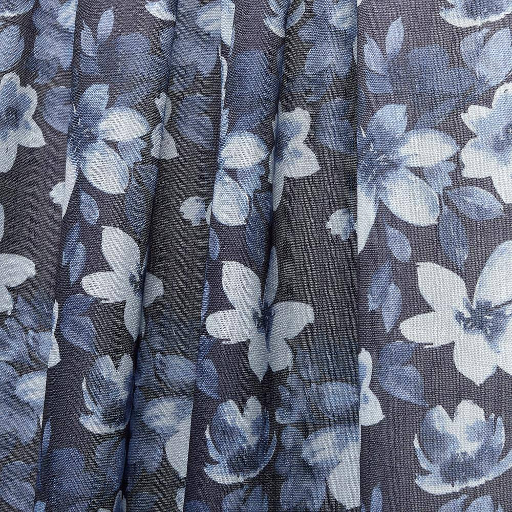 Dara Indigo Floral Light Filtering Rod Pocket Curtain, 54 In. W X 84 In. L (Set