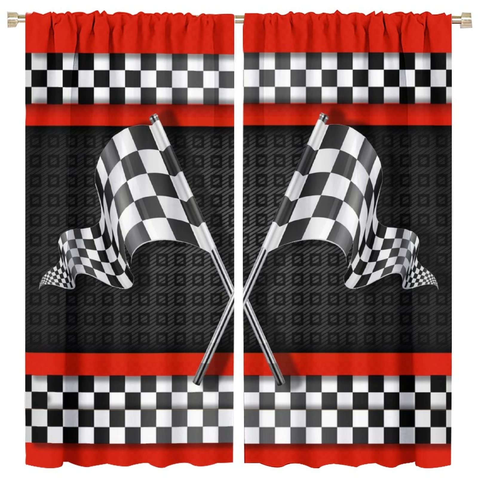Insfbrb Race Car Flag Rod Pocket – Art Racing Car Black White