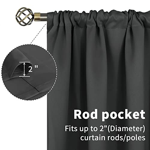 Small Window Curtains 36 Inches Long – Half 29″W x 36″L (Pack of 2) Dark Grey