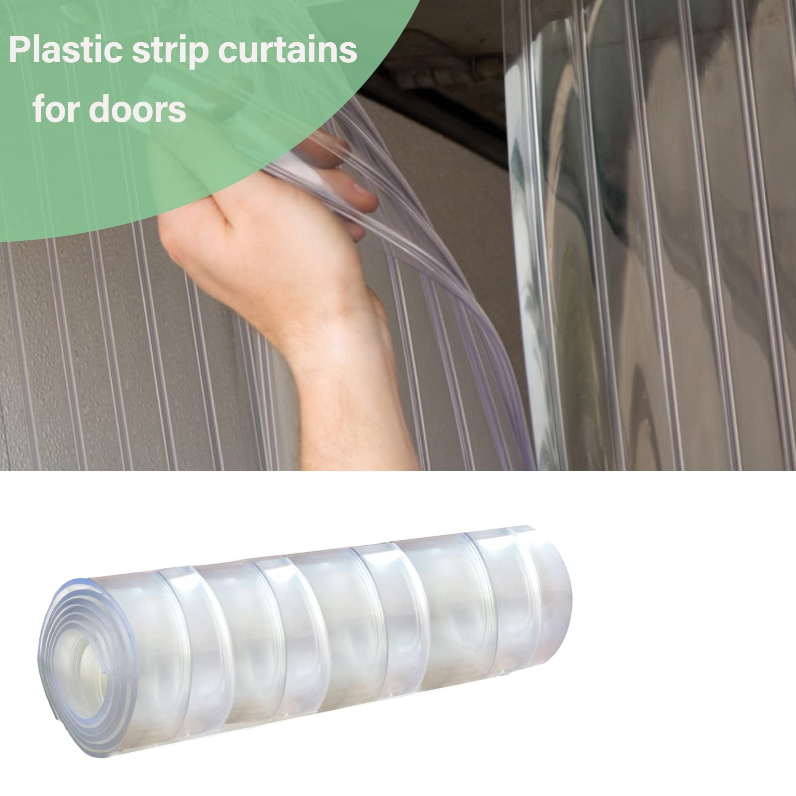 Plastic Vinyl Strip Curtain 7.5ft x 7.6in Clear Waterproof Ribbed PVC 0.07 Thk