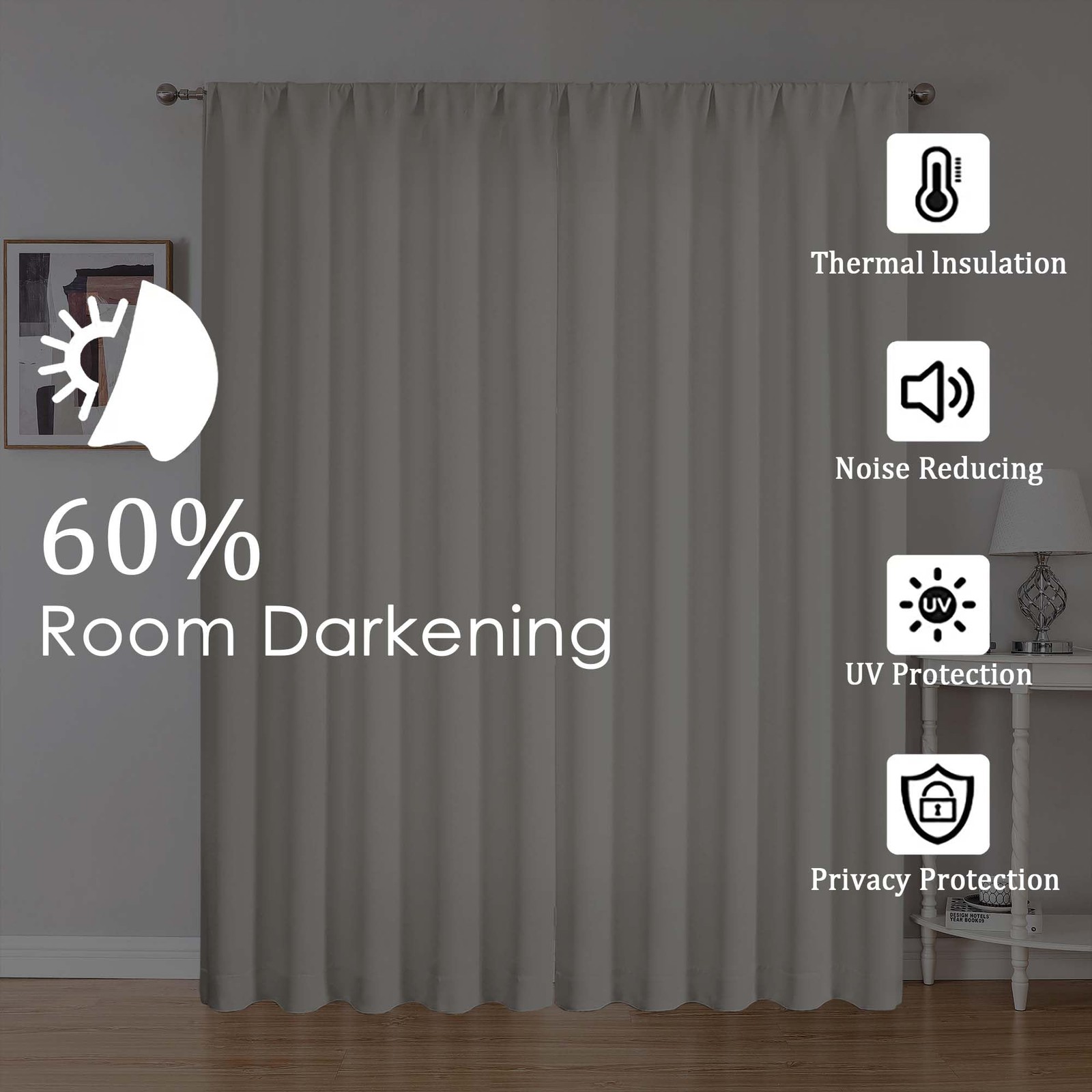 Lecloud Natural Kitchen Curtains 36 Inch Length 2 Panels Room Darkening Privacy
