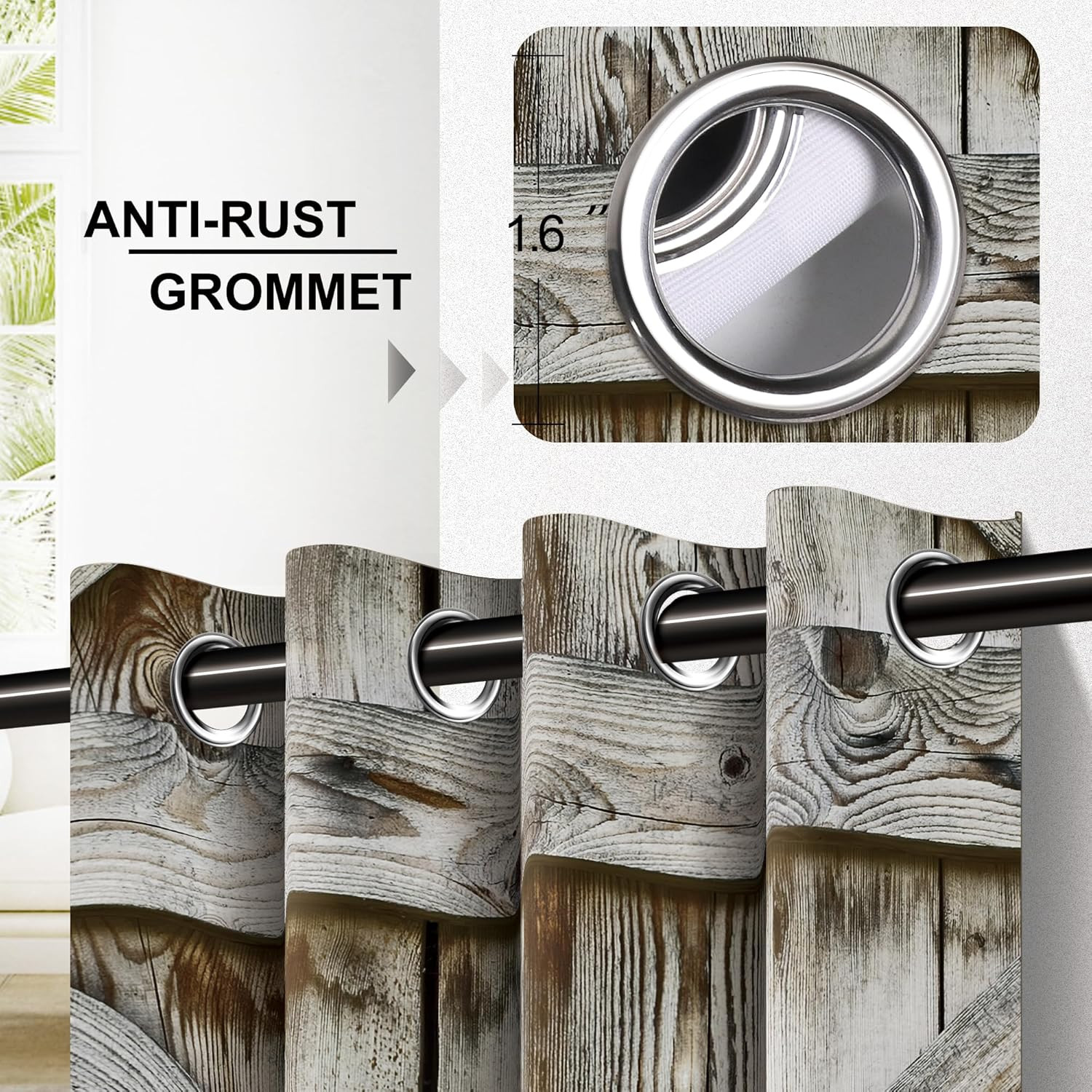 Barn Door Curtains for Doorways, Rustic Farmhouse Blackout Privacy Door Curtain