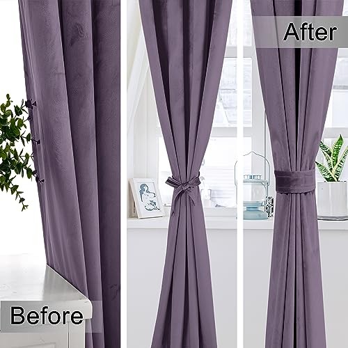 Purple Velvet Curtains 96 Inches Long, 52″W x 96″L (Pack of 2) Lavender
