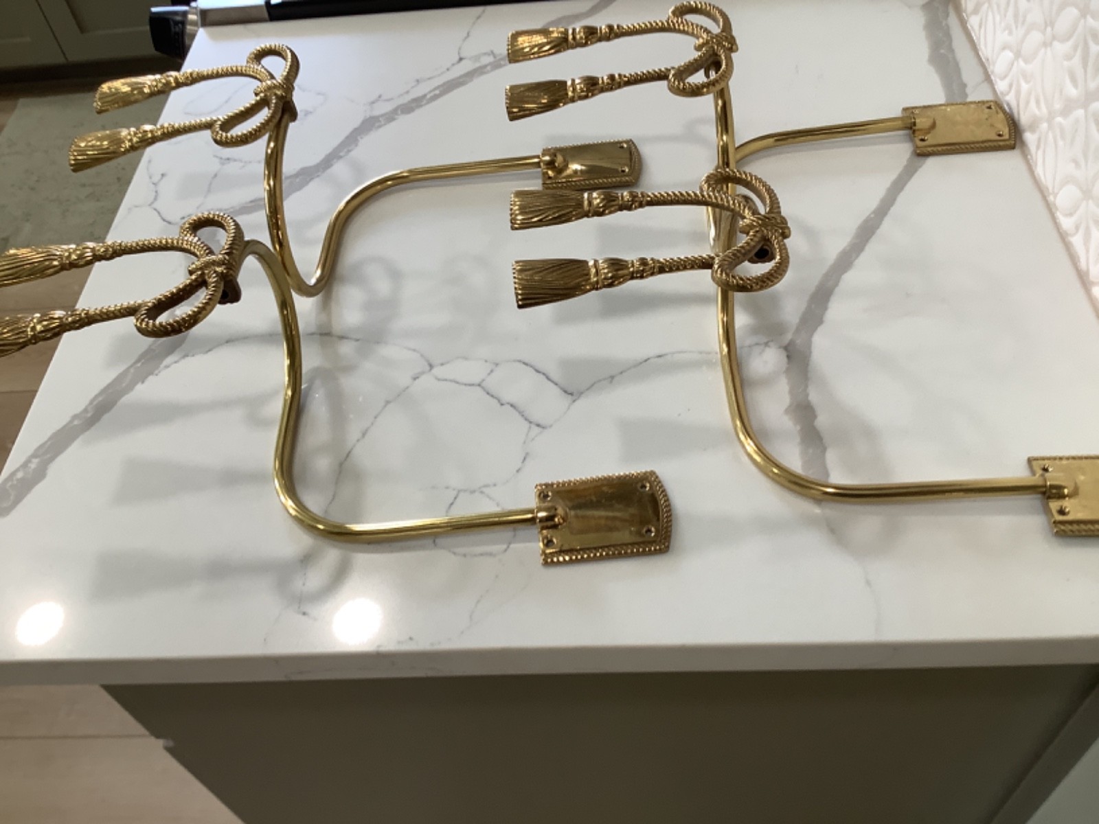 Solid Brass Curtain Tiebacks -Ribbon Bows- Set of 4 Made in India