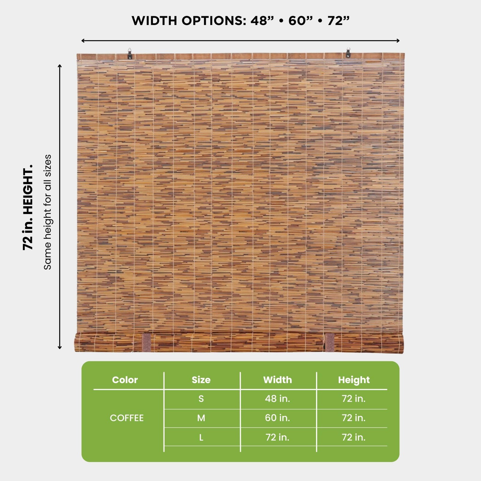 Backyard X-Scapes 20-BLC4 Light-Filtering Cord-Free Bamboo Reed Roll-Up Blind…