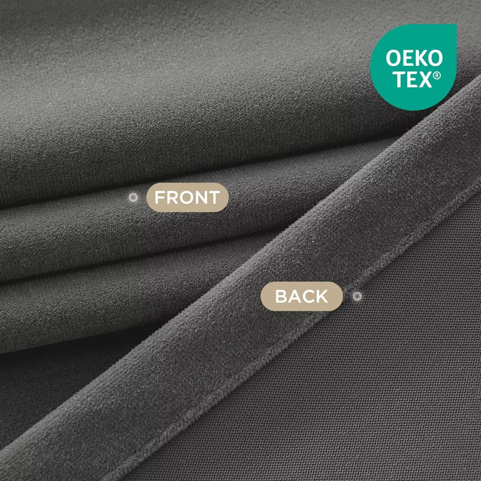 Luxury Grey Velvet Blackout Curtains 96″ Long, 2 Panel Set, Thermal Insulated