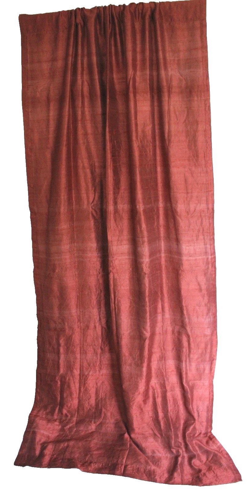 Oxblood Red 100% Silk Drapery Panel 40×78 Lined Rod Pocket Curtain Vintage 1990s