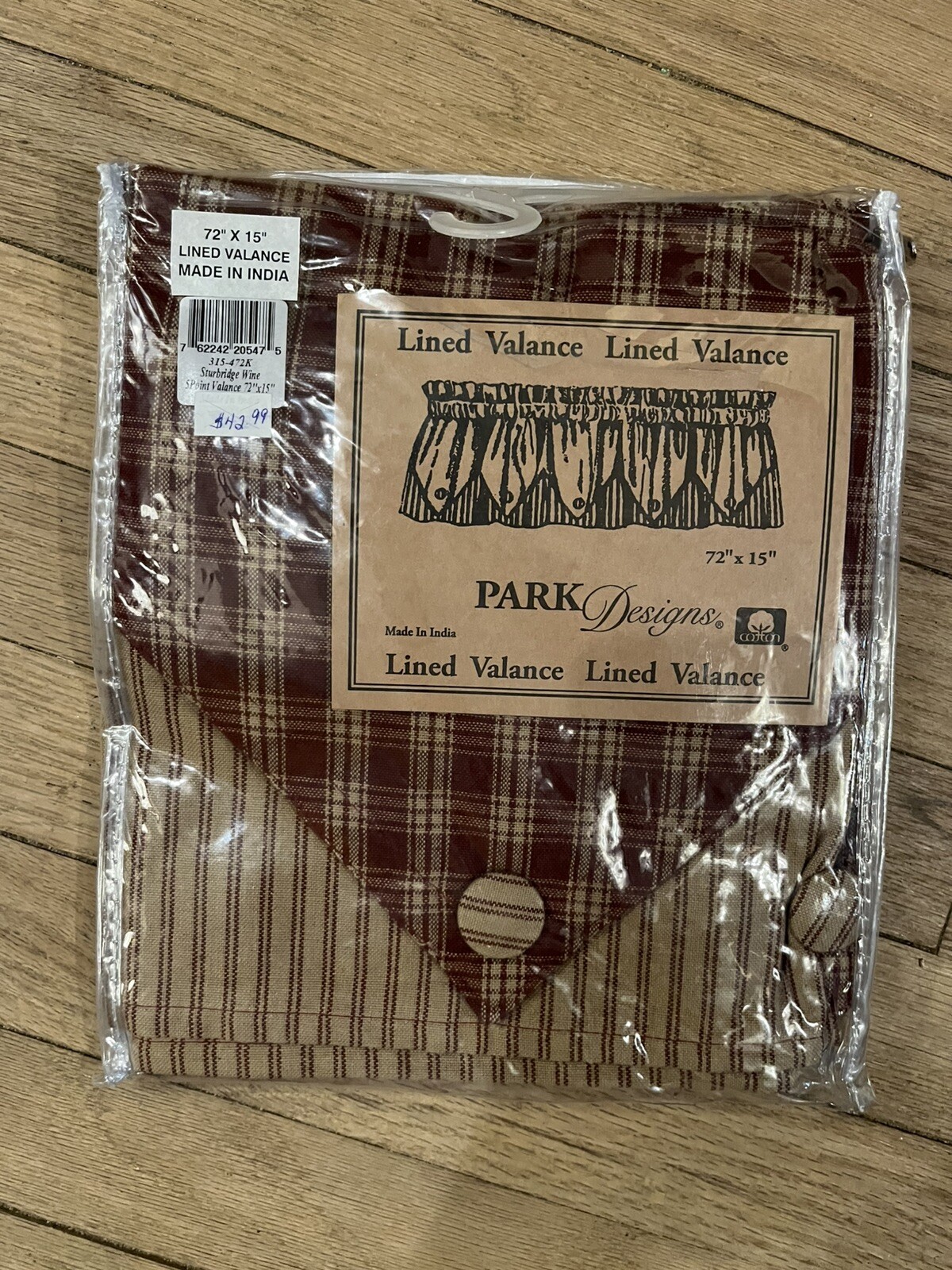 Sturbridge Wine Park Designs Farmhouse Plaid Window Lined Point Valance 72″ x 15