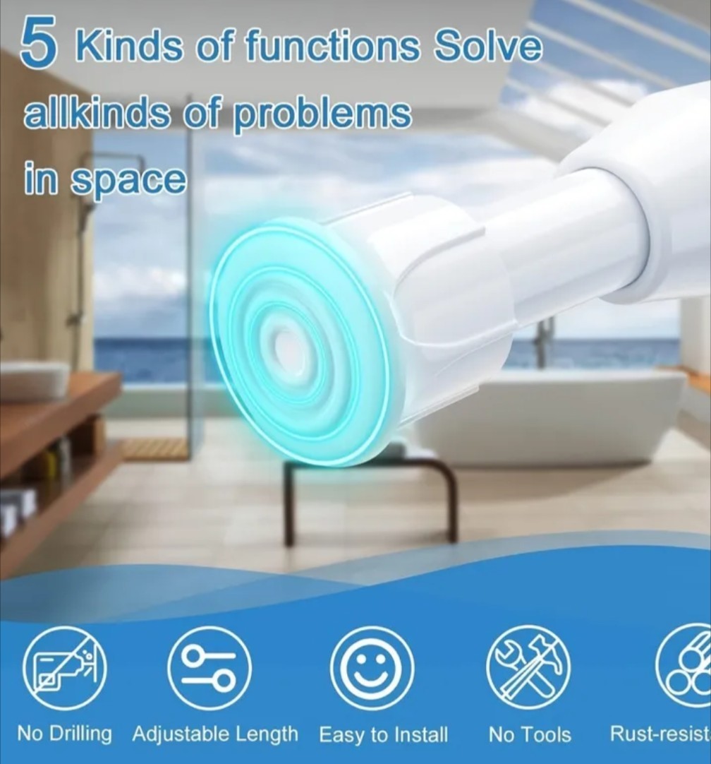 5 Pack twist Tension multi purpose Rods White Ajustable