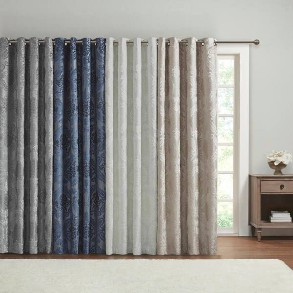 SunSmart Mirage Jacquard Damask Blackout Grommet Top 1 Curtain 50″ x 108” White