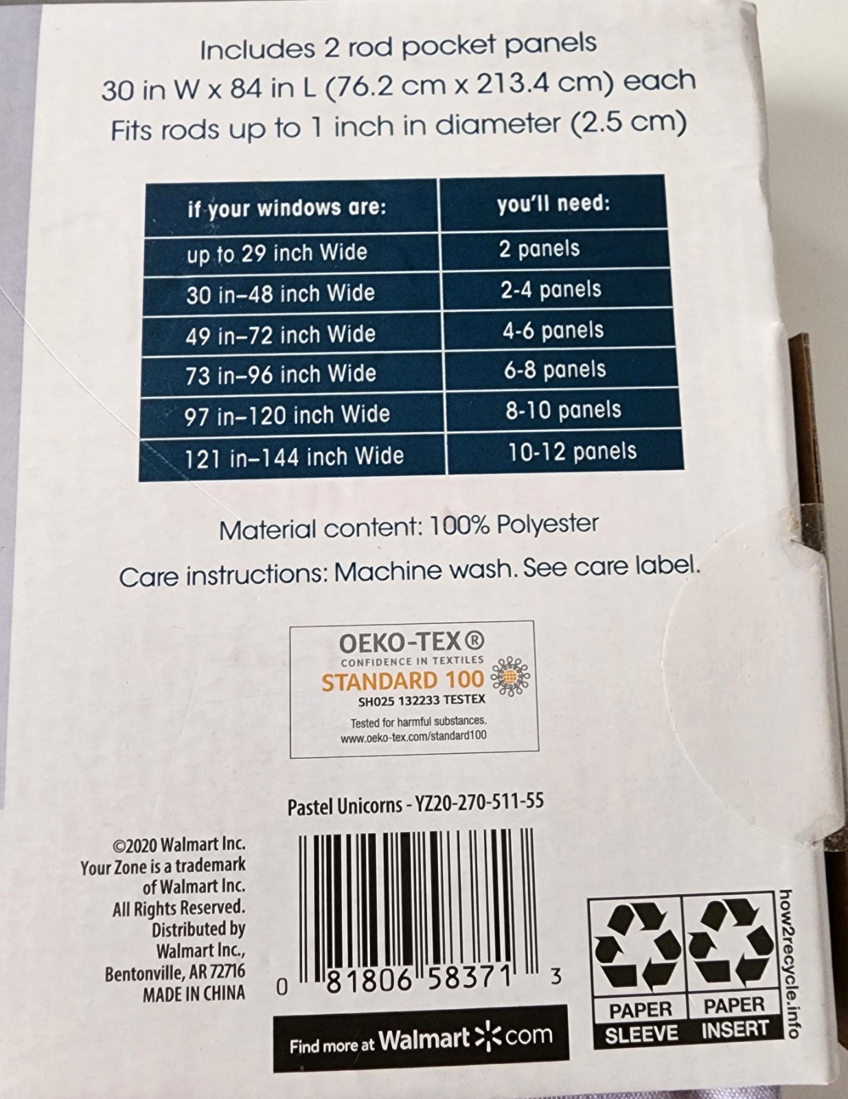 Your Zone 84-Inch Room Darkening Panel Pair (2 Panels) New w/ Tags