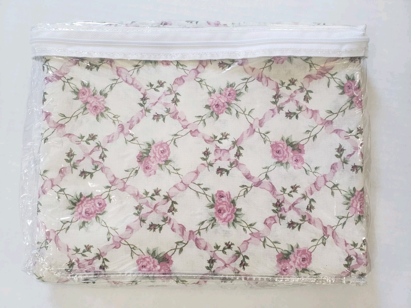 Vintage Floral Garden Balloon Valance Cream & Pink 84×15 New USA Made Cottage