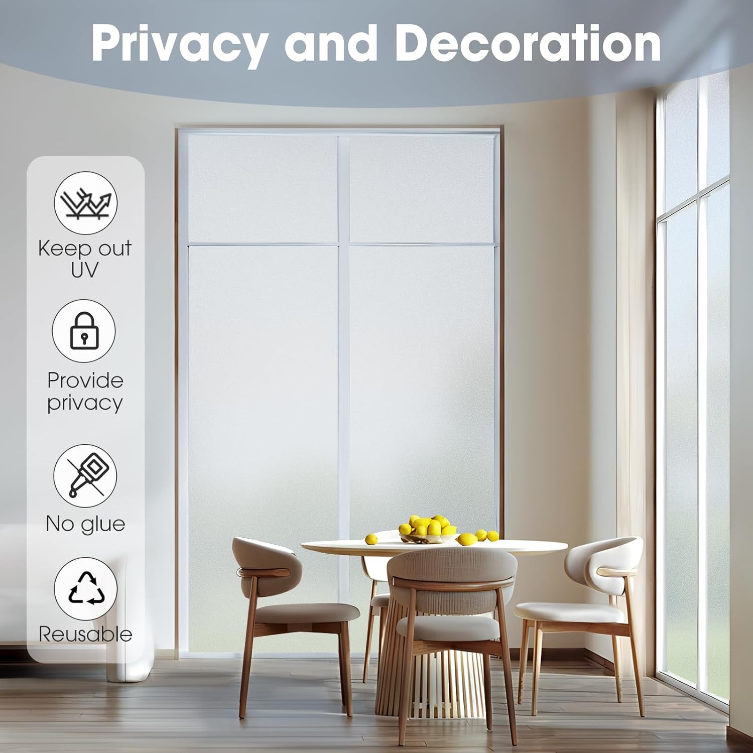 Frosted Glass Film Static Cling Office Bedroom Bathroom Home Window Tint