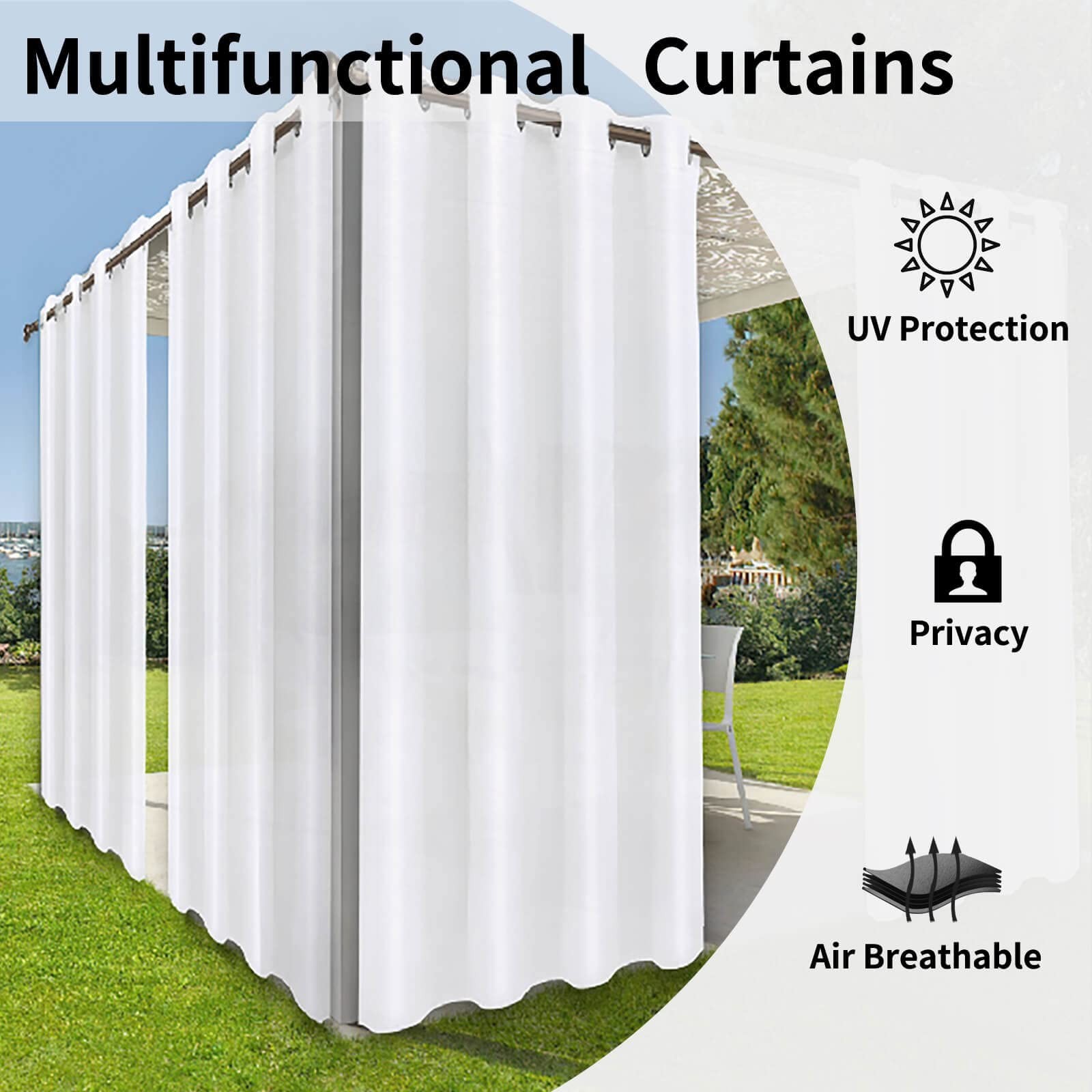 Waterproof Outdoor Curtains for Patio & Gazebo – UV Resistant, Sun Blocking Grom