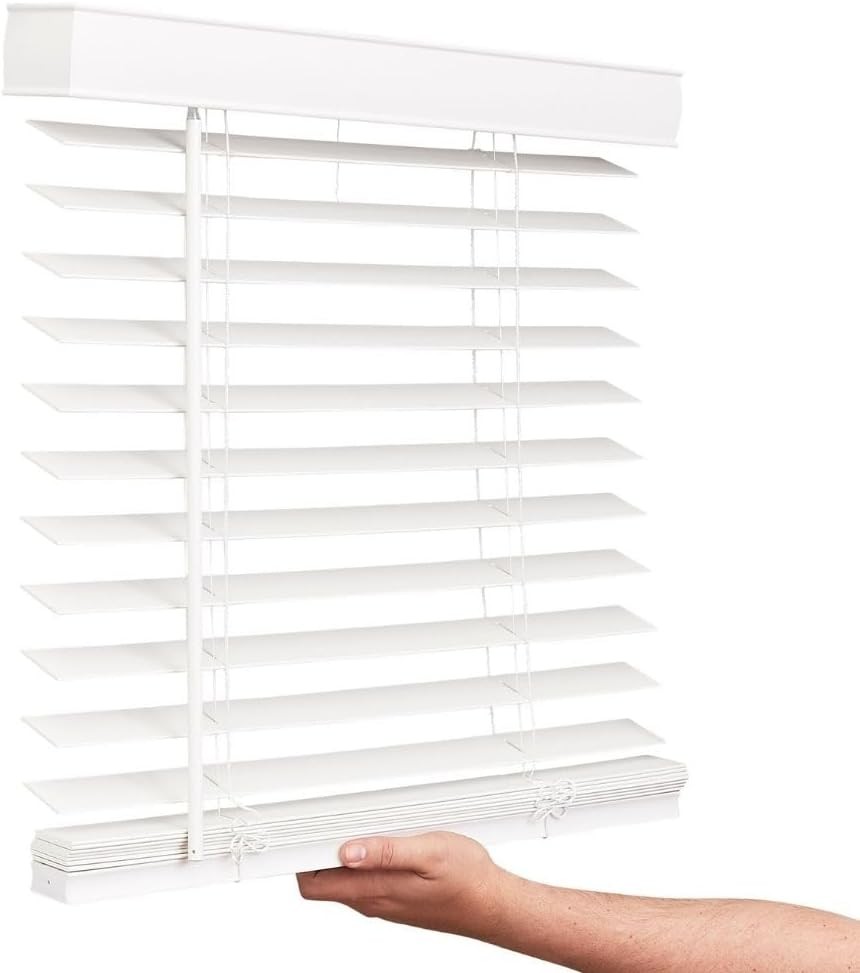 Lotus & Windoware Cordless Faux Wood Blinds 31×24 Snow White 2″ #R042