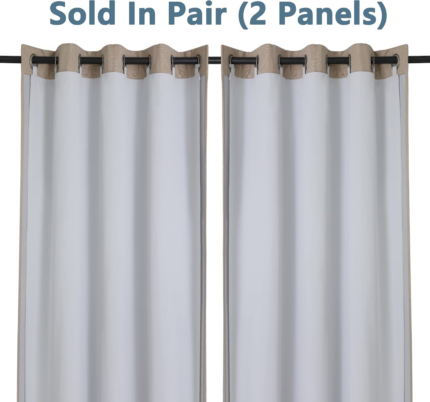 2 Panel Blackout Curtain Liners Thermal Insulated 50×80 Inch with Hanging Rings