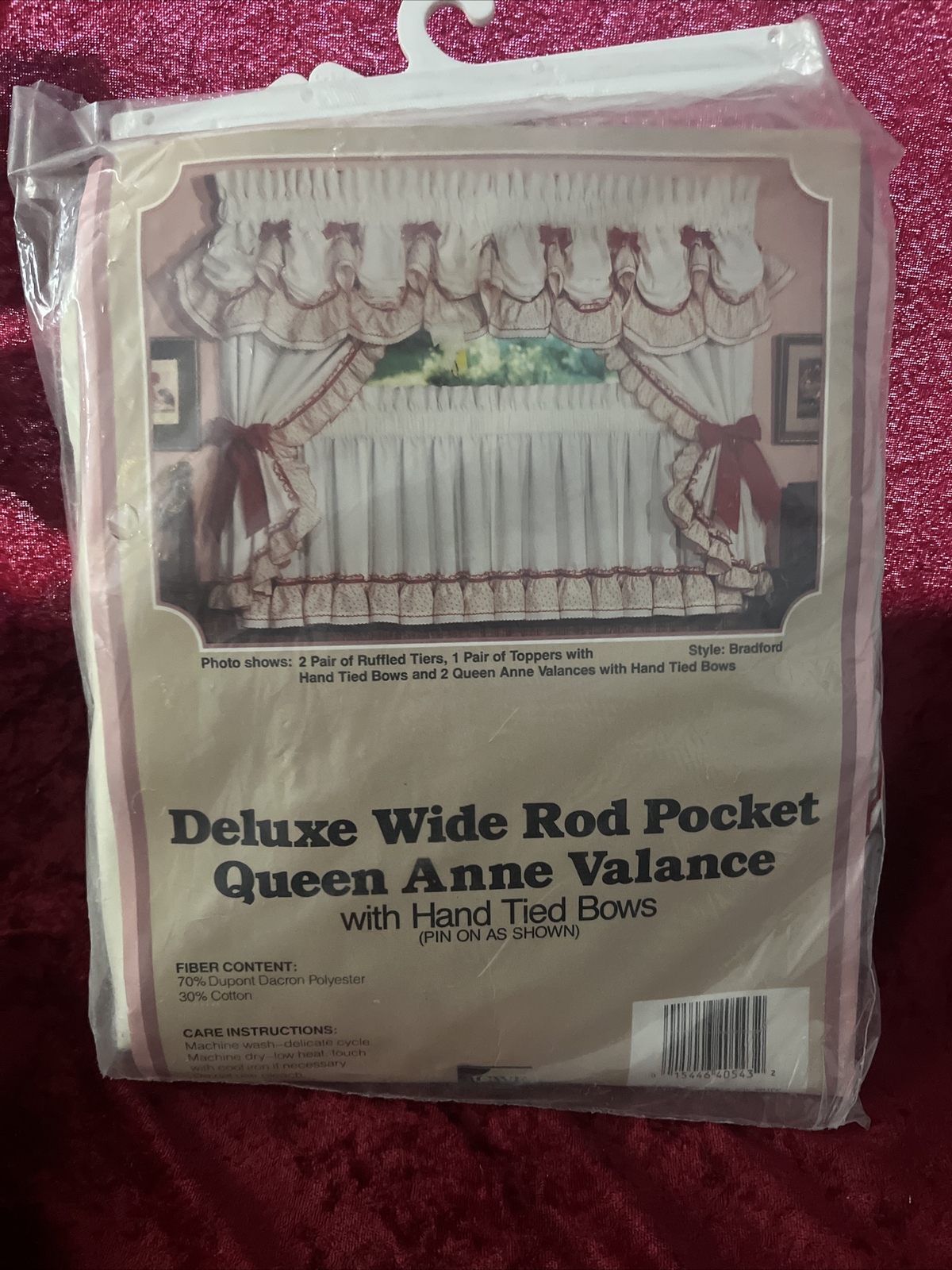 NOS CWF Bradford Deluxe Wide Rod Pocket Queen Anne Valance USA made 80”x 16”
