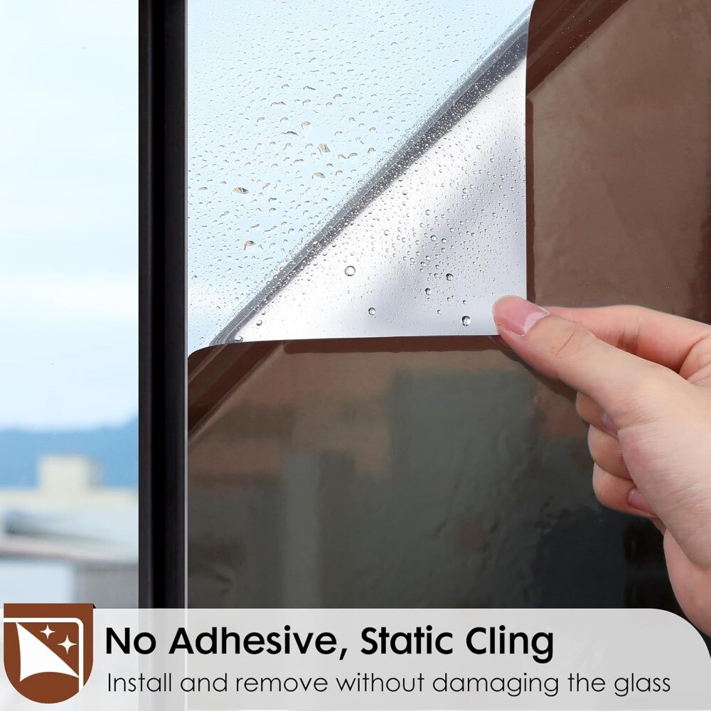 rabbitgoo Privacy Window Film One Way Mirror Tinting Brown Silver Reflective