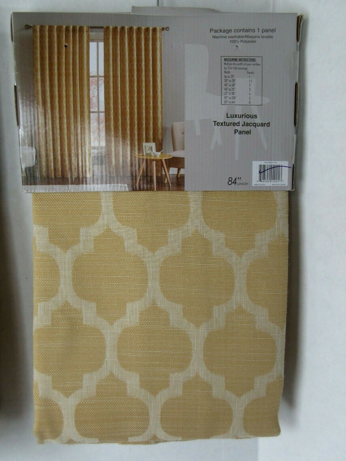 New 2 Compass Links Lattice Rod Pocket Back Tab Curtain Panels 54 x 84 Jacquard