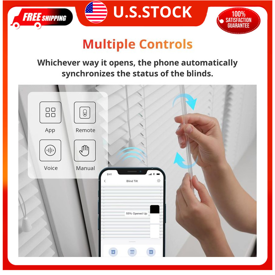 Motorized Blind Tilt Smart Electric Blinds Solar Bluetooth Light Sensor
