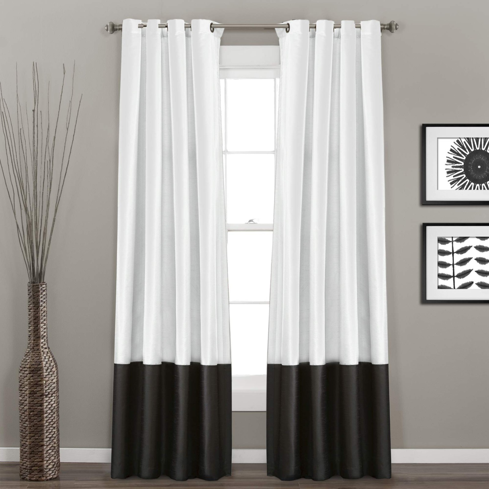 Lush Decor Prima Light Filtering Window Curtain Panels Pair 54 W X 108 L Black