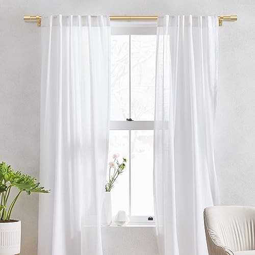 2 Pack Curtain Rods for Windows 48 to 84 Inch, 1 Inch 30″-90″|2pack Gold