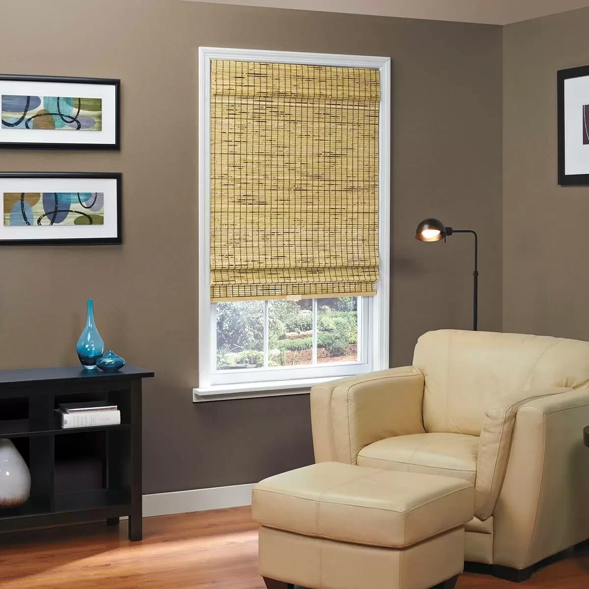 36×64 in HOMEbasics Burnout Cordless Bamboo Roman Shade – 36″W x 64″L