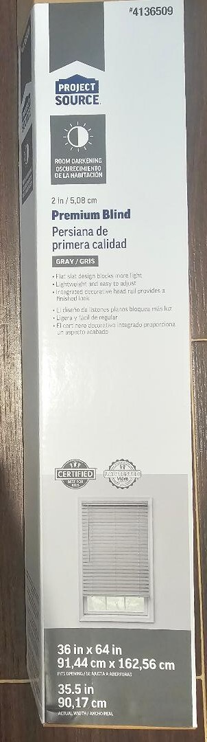 Project Source Premium 2-in Slat Width 36-in x 64-in Cordless (Gray Vinyl)
