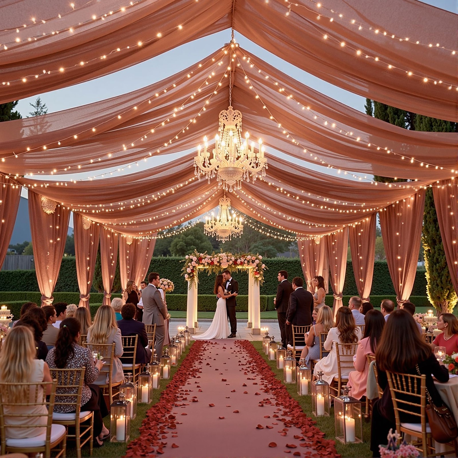 FrohFest 6 Panels Terracotta Ceiling Curtains with Lights for Weddings – 5ftx…