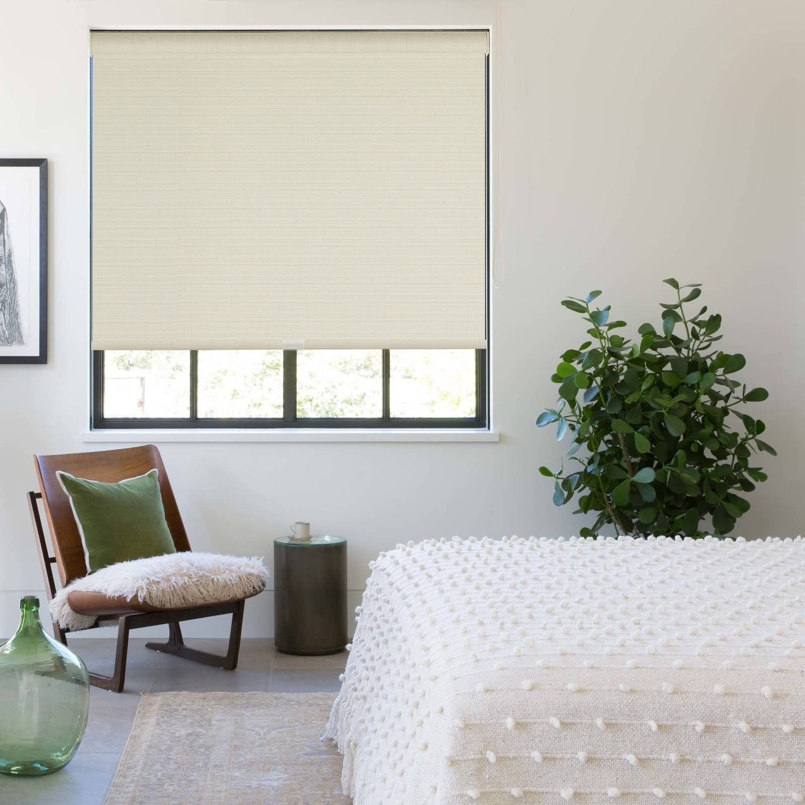 Persilux Free-Stop Blackout Cordless Roller Blinds Beige 33″W x 72″H