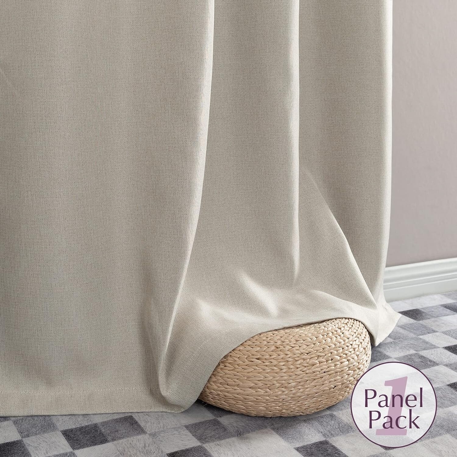 Jinchan Linen Textured Curtain 84″x52″ Insulated Darkening Greyish Beige 1 Panel