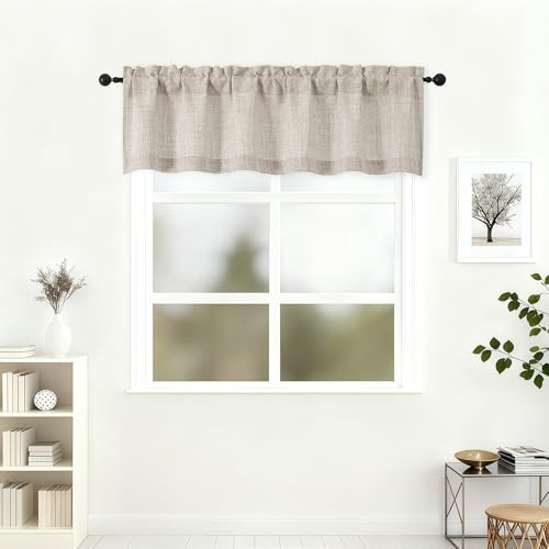 Valance for Window 14 Inch Length, Light 60″W x 14″L (Pack of 1) Linen