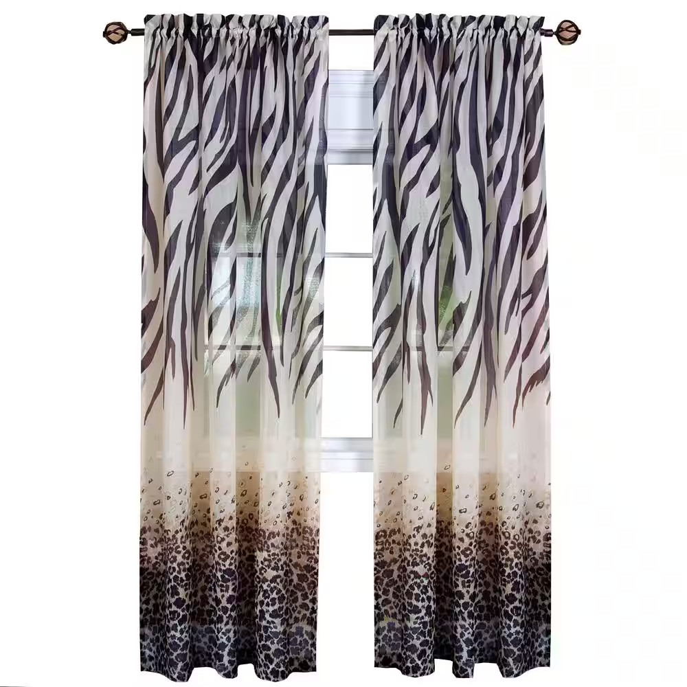 Kenya 50 In. W X 63 In. L Polyester Light Filtering Window Panel in Brown/Multi