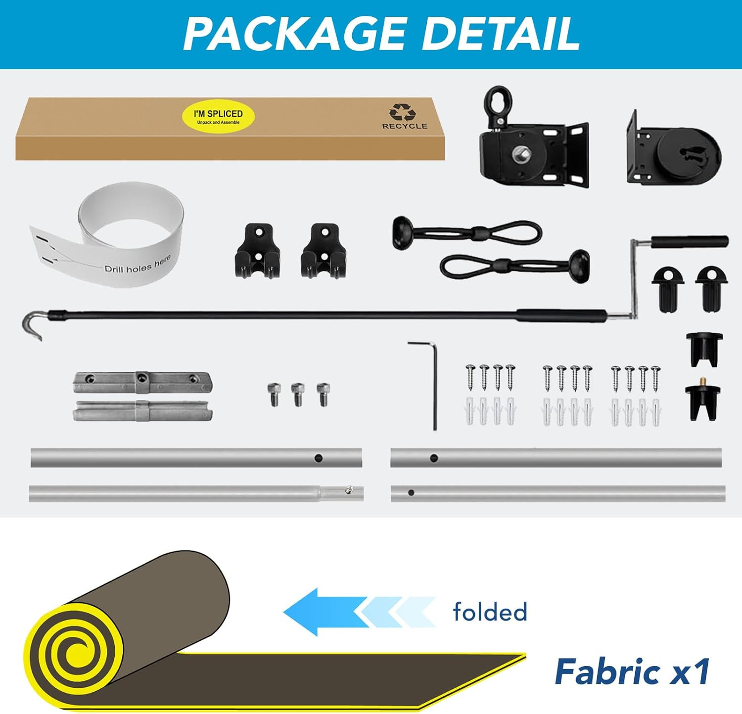 Light Grey 8′ x 6′ Cordless Outdoor Roller Shade for Patio & Pergola