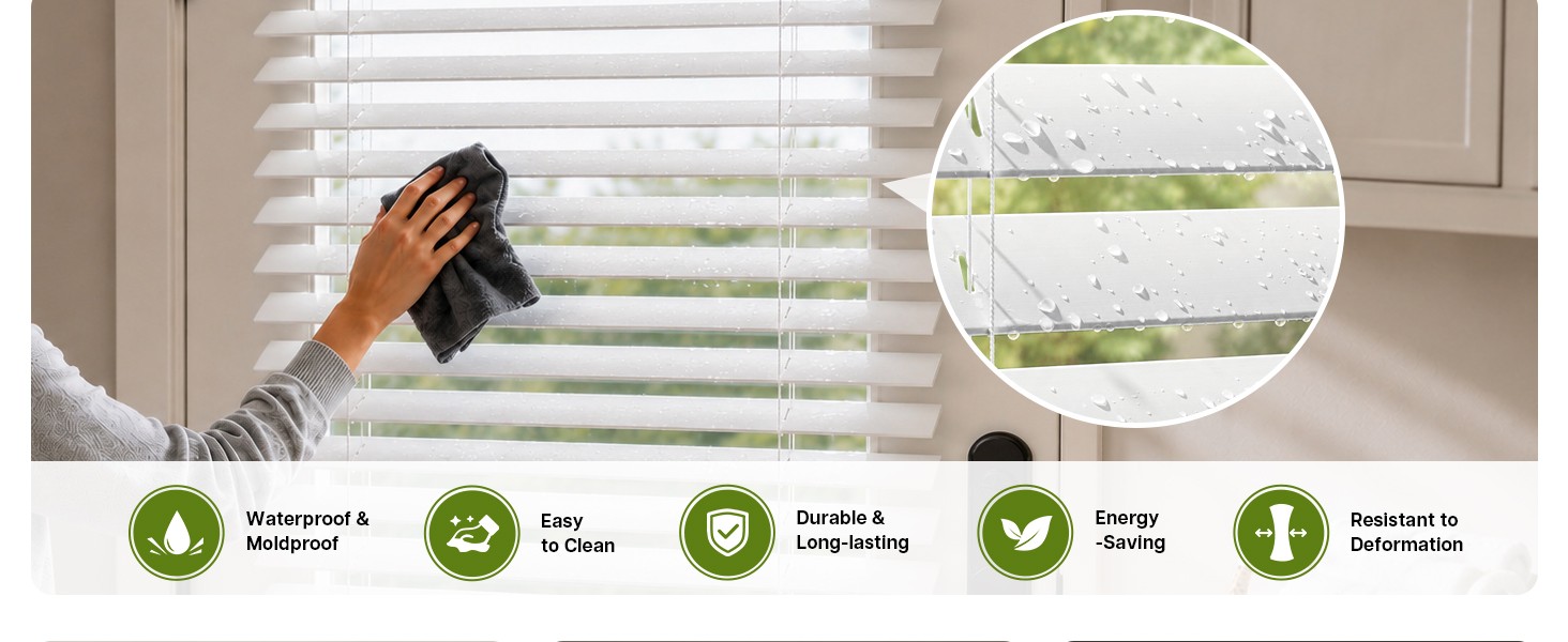 2″ Faux Wood Blinds for Doors, Cordless French Door Blinds for , Light Filtering
