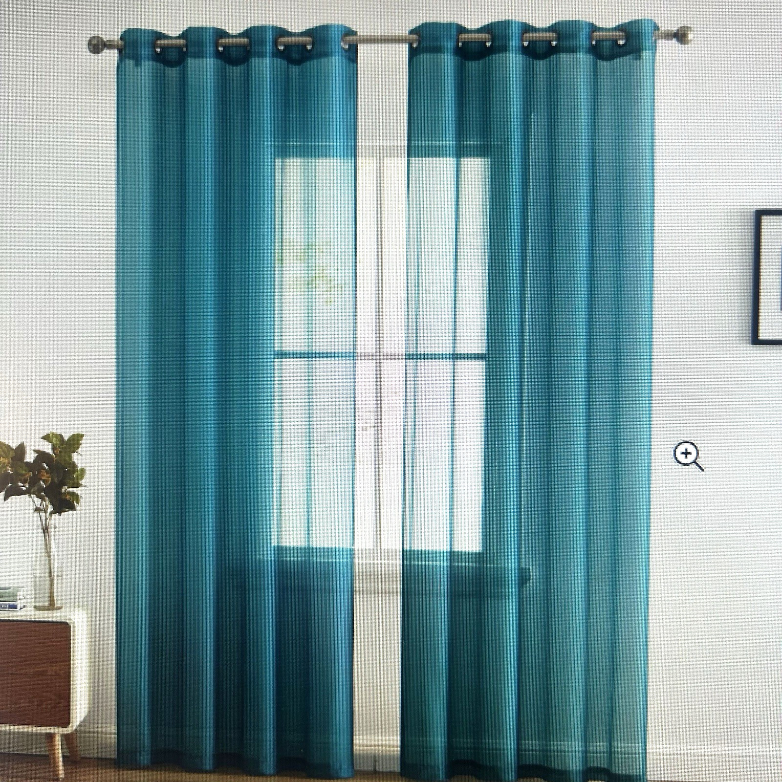Lumino by Hlc. Semi Sheer Grommet Curtain Panels 54 W X 84 L Set of 2 Teal Blue