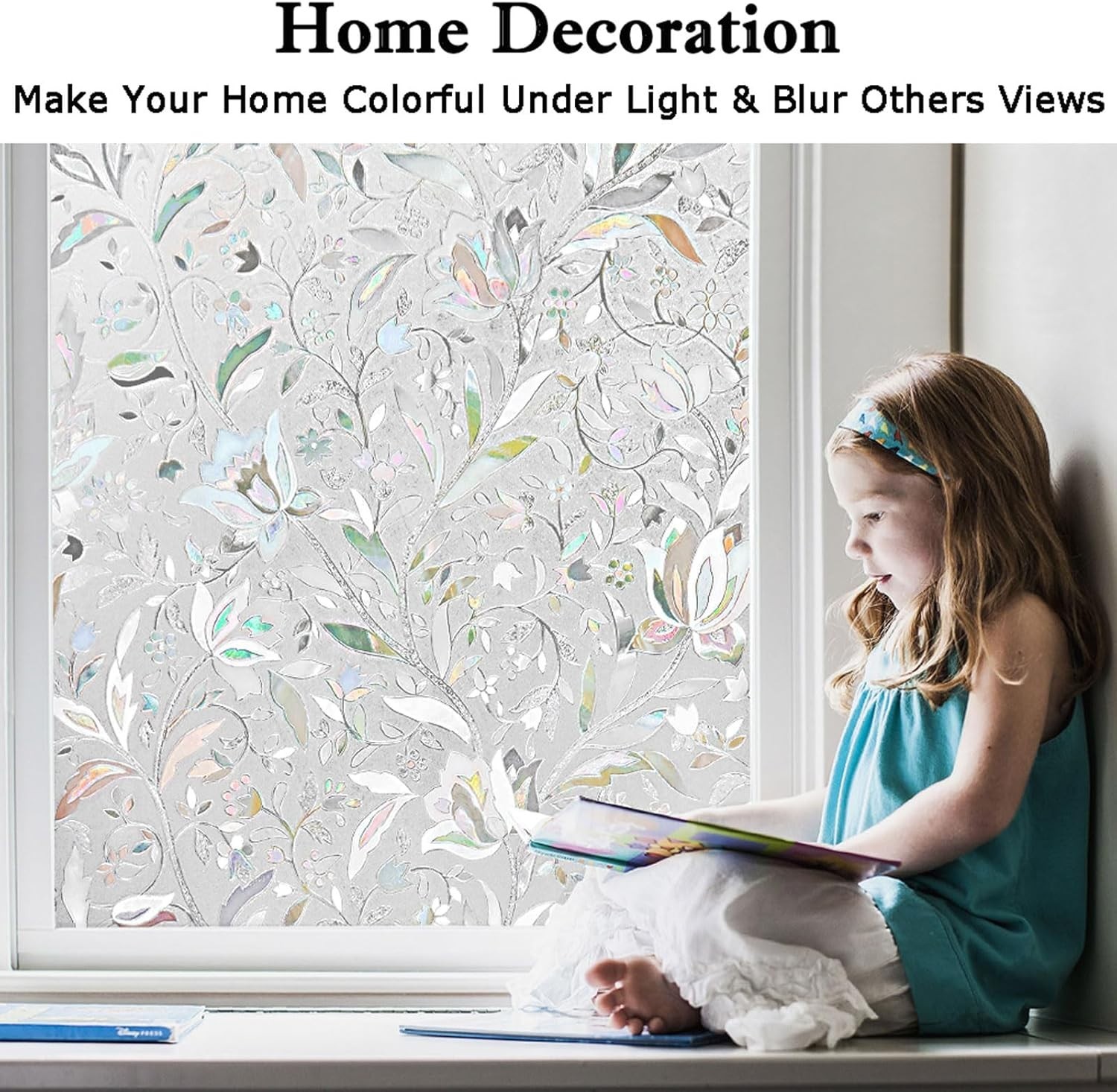 Vinyl Stained Glass Decorative Window Film – 17.5×78.7in UV Blocking Privacy