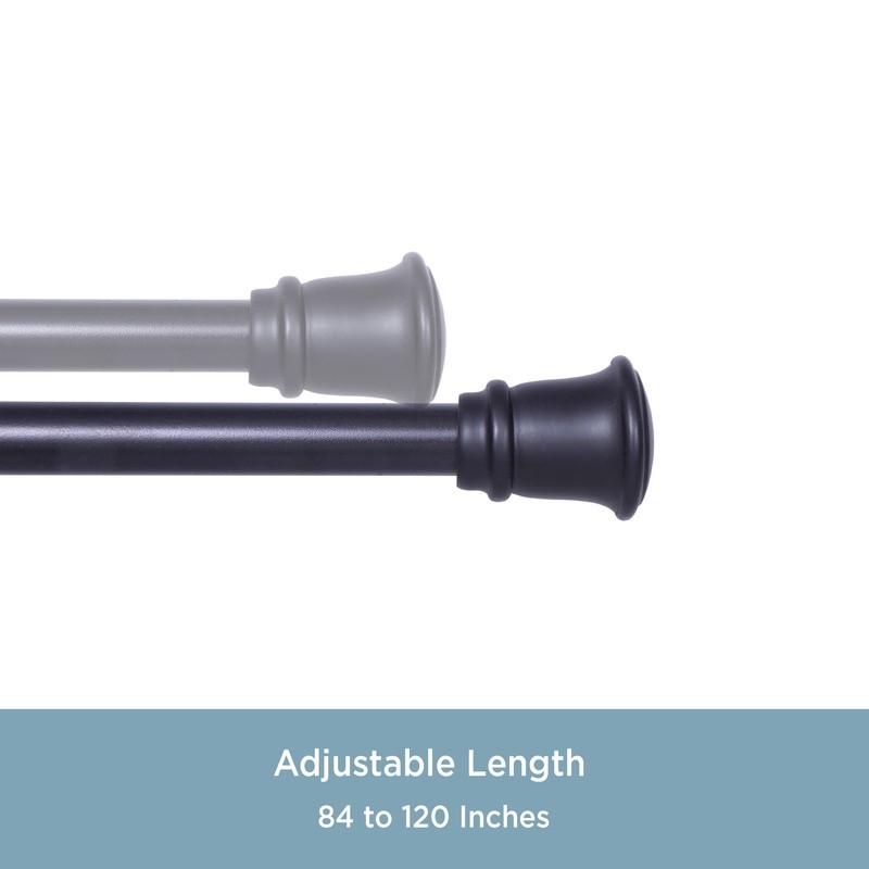 Telescoping 5/8 Inch Decorative Curtain Rod Holdback Set Light Medium Curtains