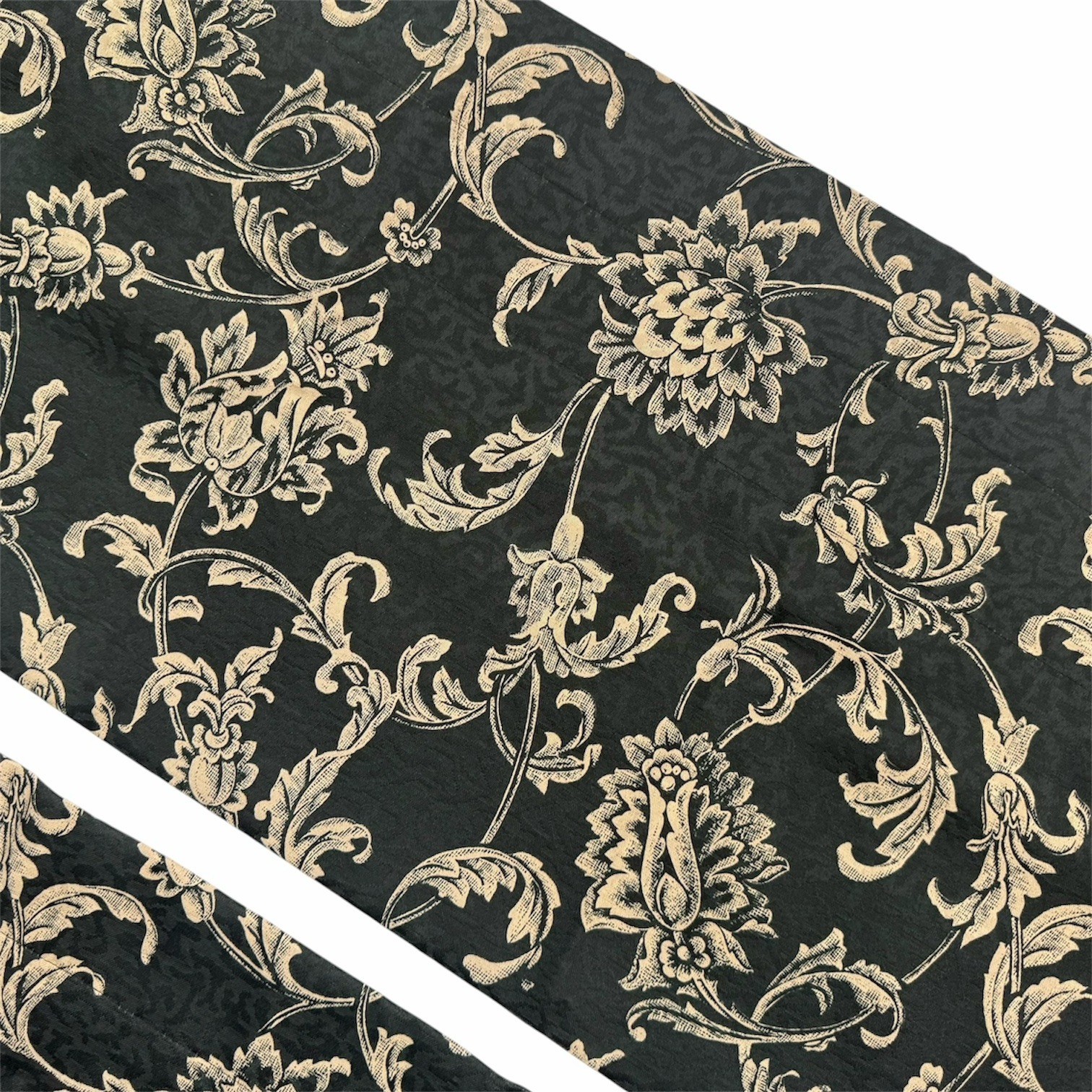 NEW CROSCILL Bordeaux Black Tan Beige Floral JACOBEAN Valance Pair VTG 17”X86”
