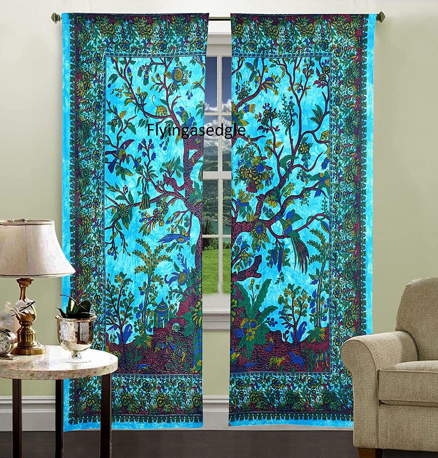 Indian Mandala Curtains Hippie Wall Drapes Bohemian Door Window Room Decor