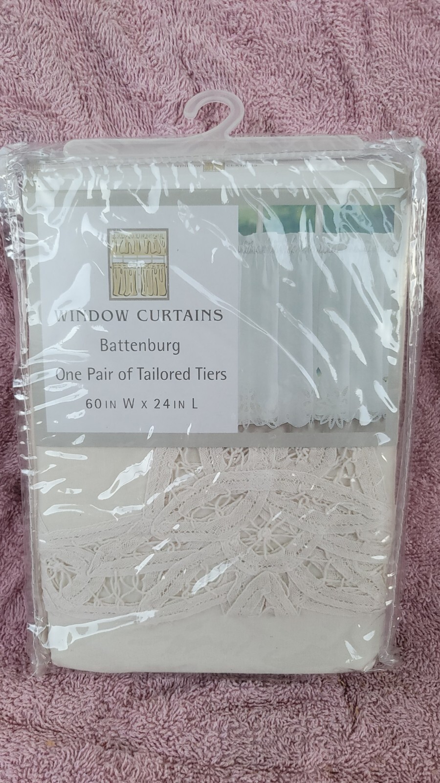 Battenburg Cotton Lace Window Curtains Beige New In Package 60″ X 24″