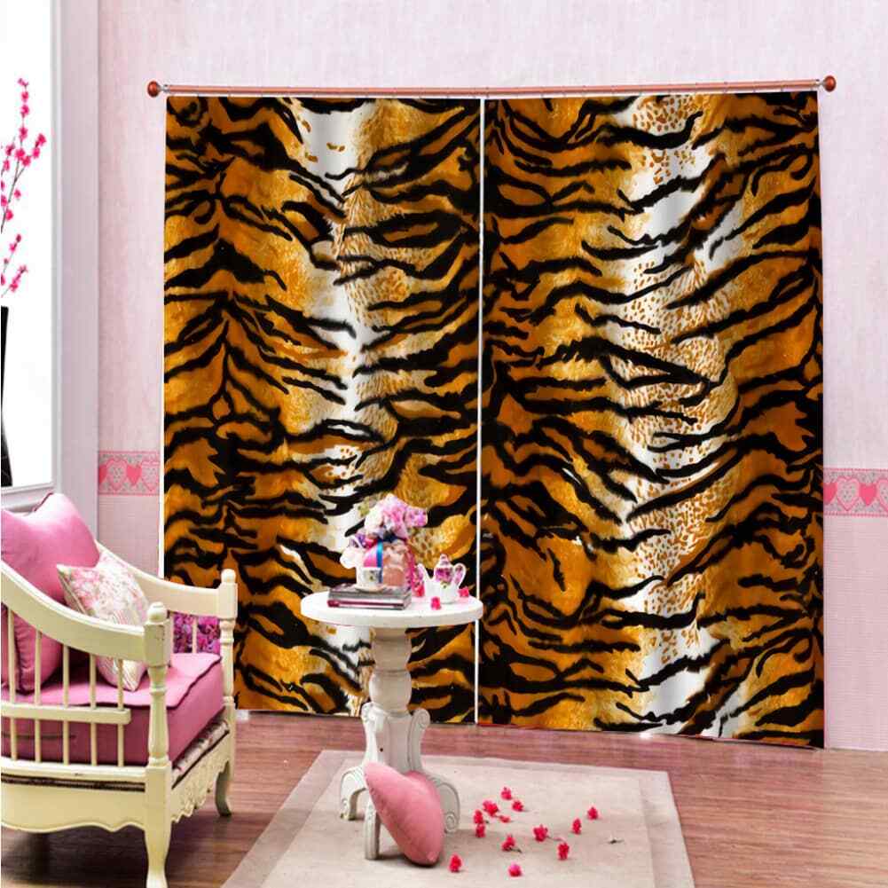 Realistic and compact tiger pattern Printing 3D Blockout Curtains Fabric Window