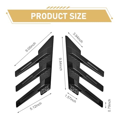 Car Rear Windshield Sticker Decoration Accessory, 3D Rear 2 PCS Glossy Black