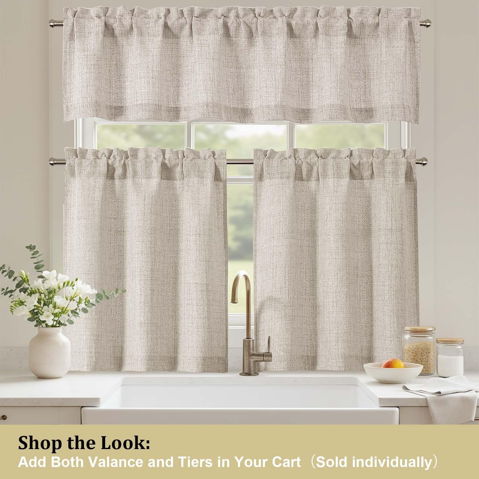 LIVEKID Valance for Windows – Light Filtering 52″W x 12″L (Pack of 1), Linen