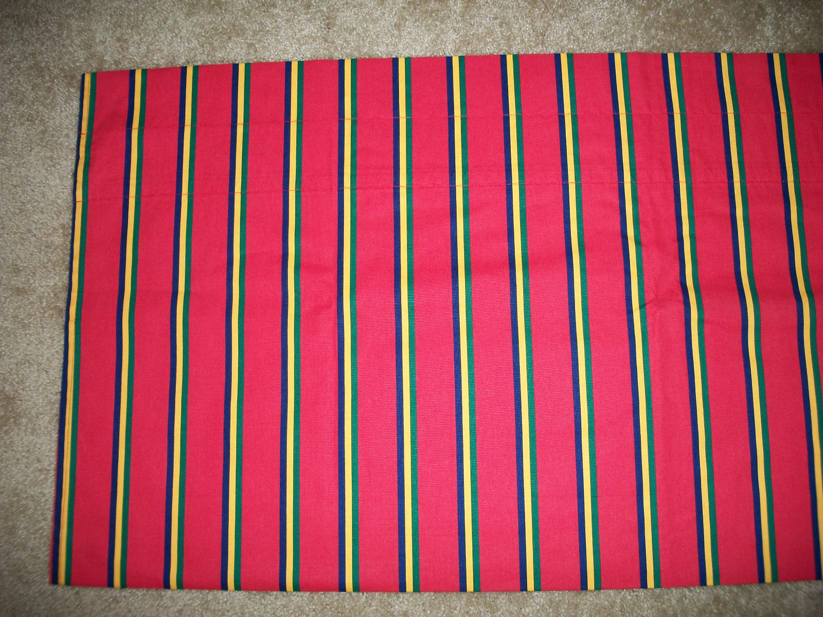 Striped Valance 21.5×100″ (8-1/3 feet wide) Red/Orange with Yellow Blue Green