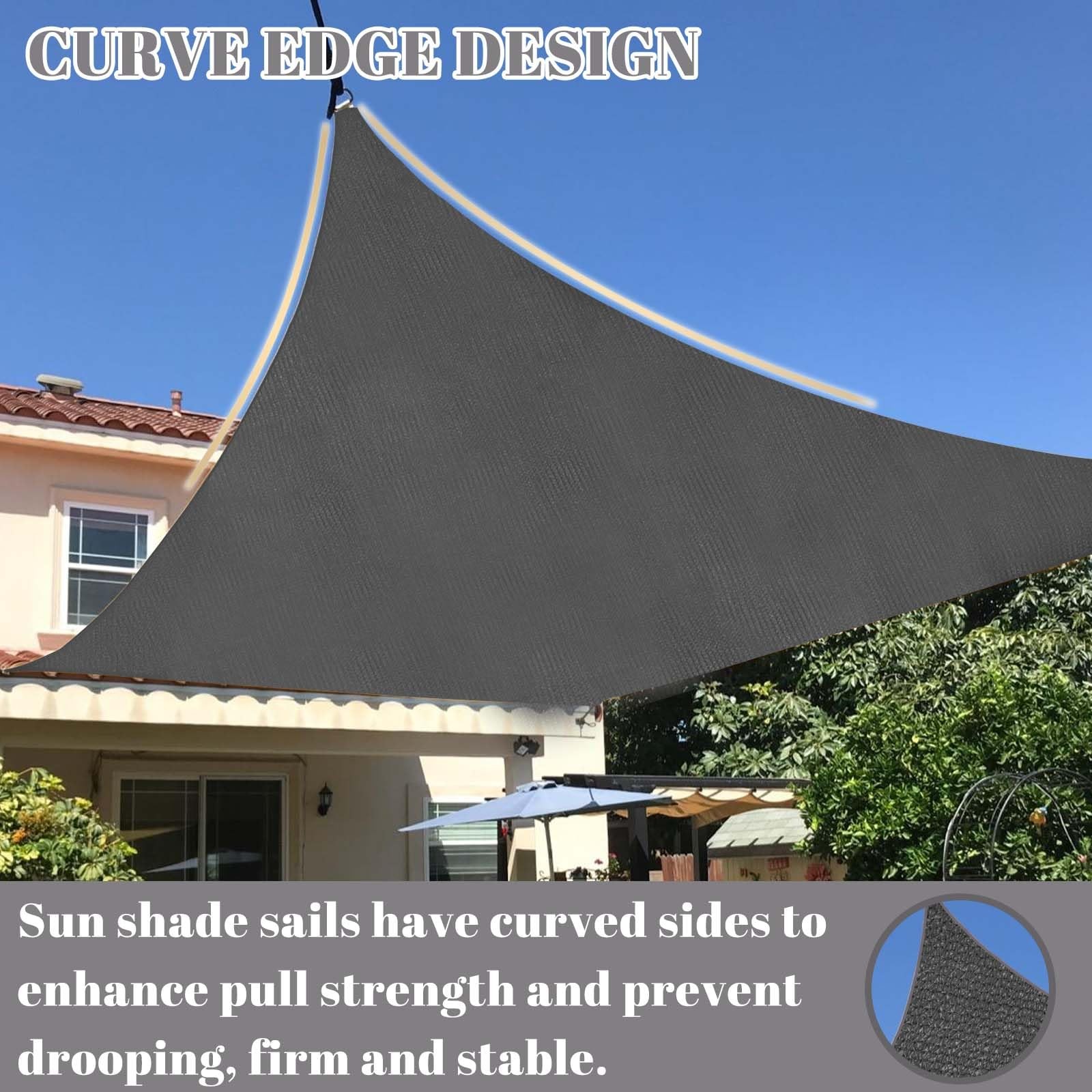 Cool Area Sun Shade Sail 12x16FT Rectangle 1 2′ x 1 6′, Dark Grey
